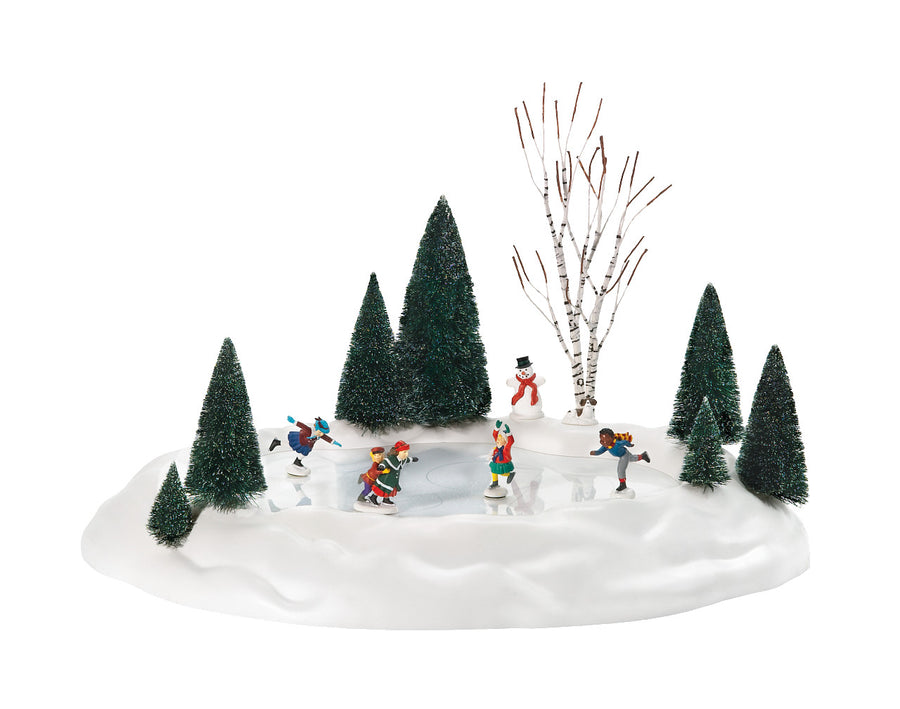 Department 56 Cross Product Village Accessory: Animated Skating Pond sparkle-castle