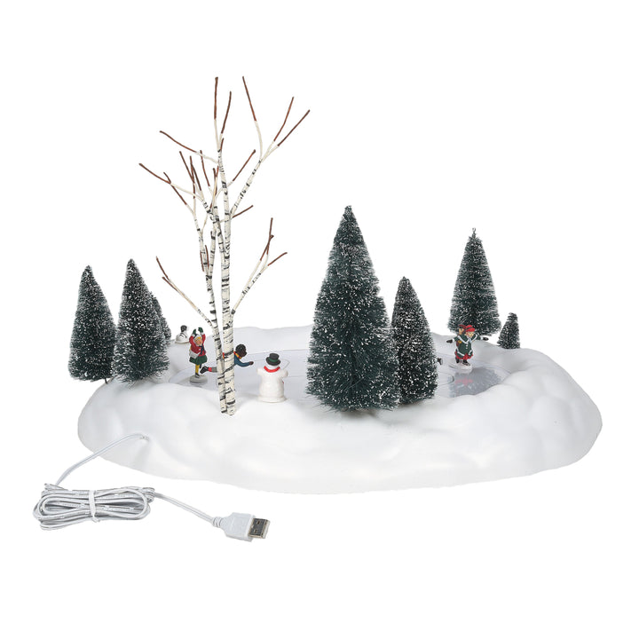 Department 56 Cross Product Village Accessory: Animated Skating Pond sparkle-castle