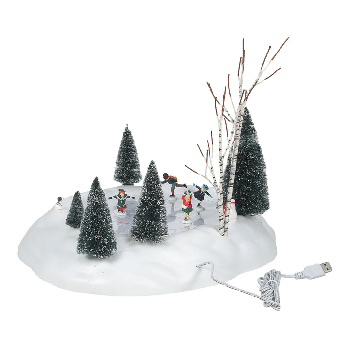 Department 56 Cross Product Village Accessory: Animated Skating Pond sparkle-castle