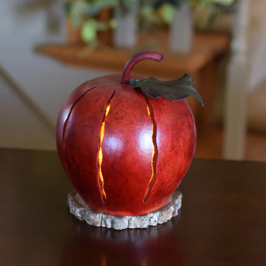 Meadowbrooke Gourds: Apple Luminary Figurine sparkle-castle