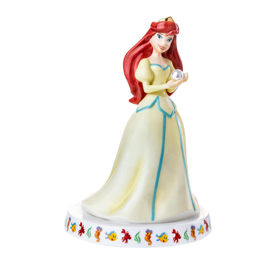 Disney English Ladies: Ariel Holding Pearl June Birthstone Figurine sparkle-castle
