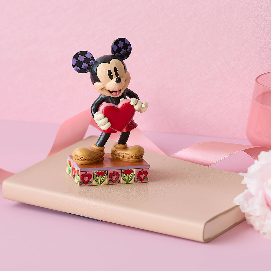 Jim Shore Disney Traditions: Mickey Holding Personizable Heart Figurine sparkle-castle