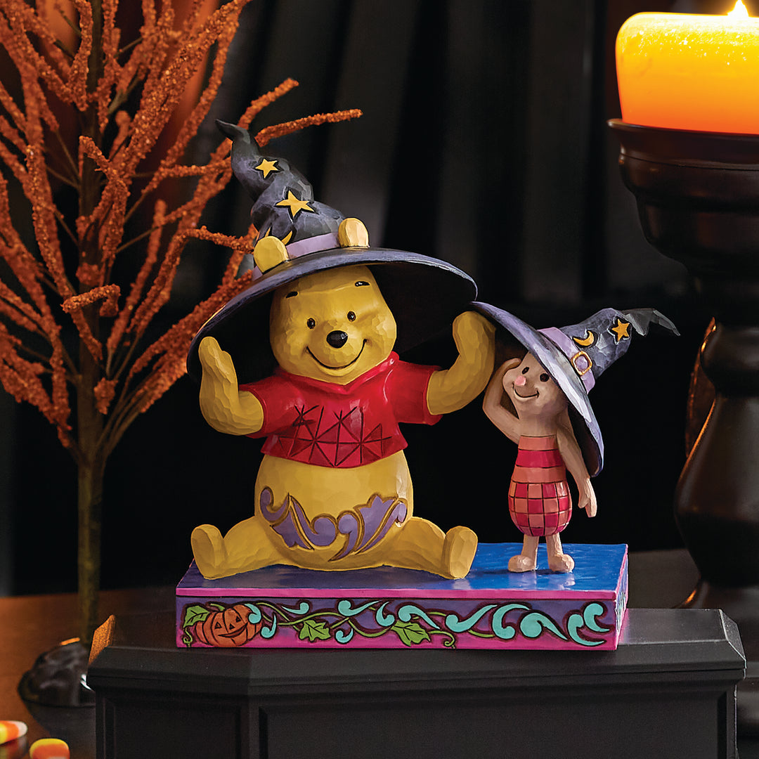 Jim Shore Disney Traditions: Pooh and Piglet In Witch Hats Figurine sparkle-castle