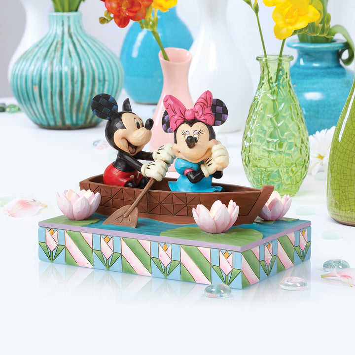 Jim Shore Disney Traditions: Mickey & Minnie In Love Rowboat Figurine sparkle-castle