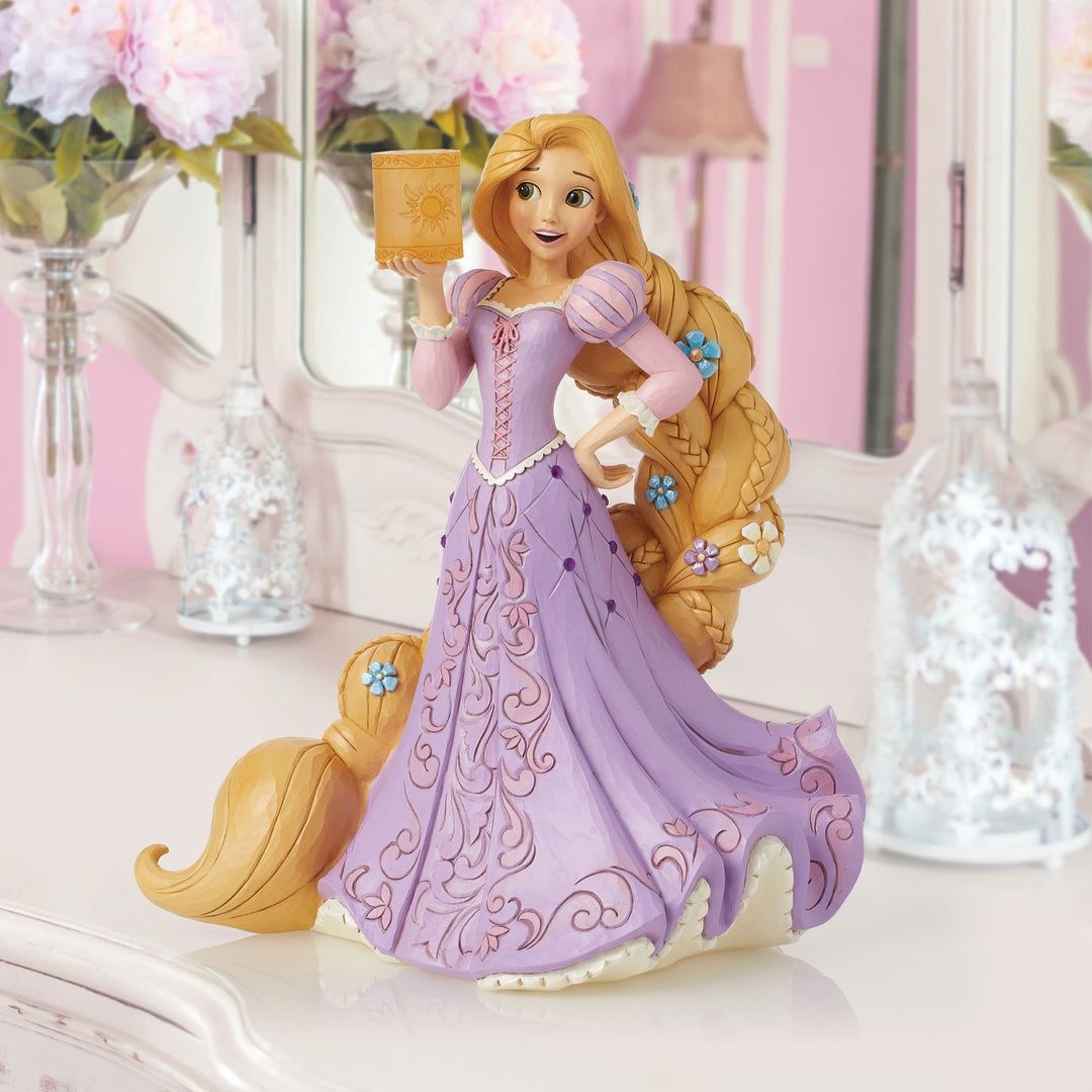 Jim Shore Disney Traditions: Rapunzel Deluxe 8th In Series Figurine sparkle-castle