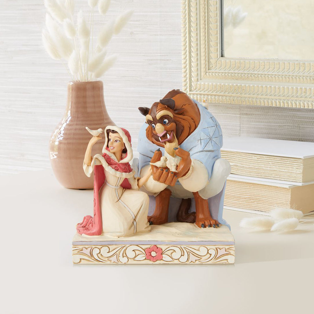 Jim Shore Disney Traditions: White Woodland Belle and Beast Figurine sparkle-castle