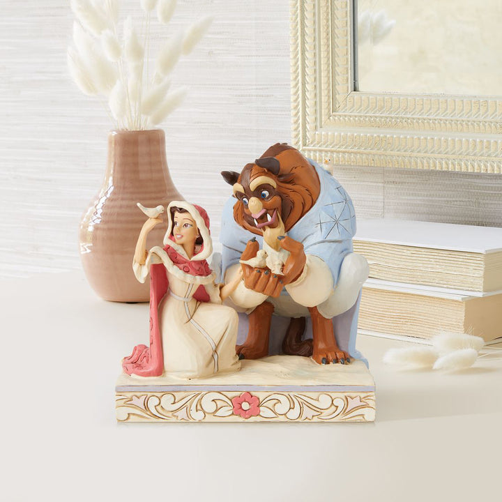 Jim Shore Disney Traditions: White Woodland Belle and Beast Figurine sparkle-castle