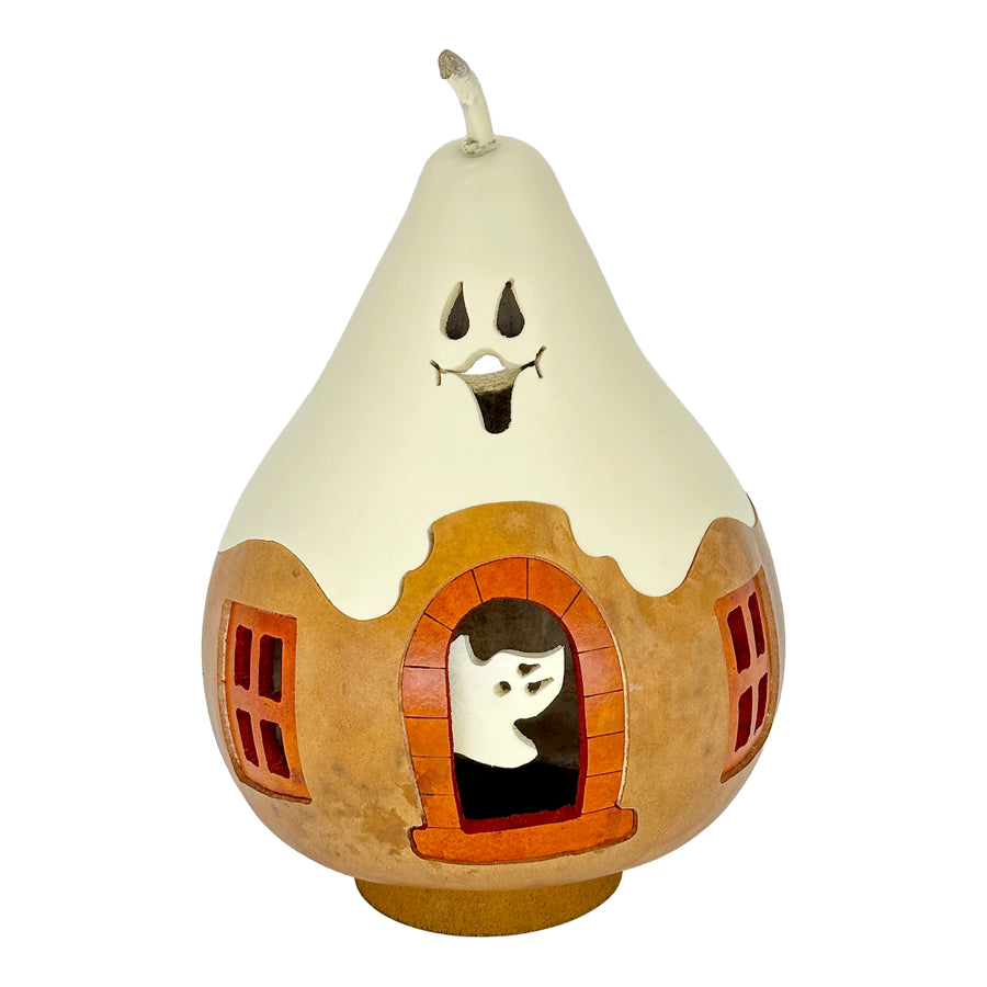 Meadowbrooke Gourds: Ghost Cottage Lit Figurine sparkle-castle