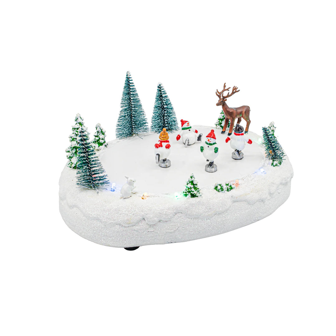FG Square Christmas Village Accessory: Snowmen Ice Skating Rink sparkle-castle