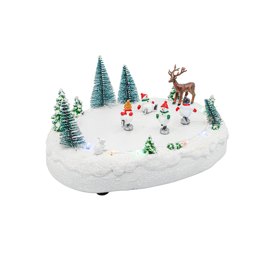 FG Square Christmas Village Accessory: Snowmen Ice Skating Rink sparkle-castle