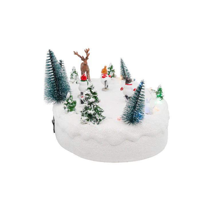 FG Square Christmas Village Accessory: Snowmen Ice Skating Rink sparkle-castle