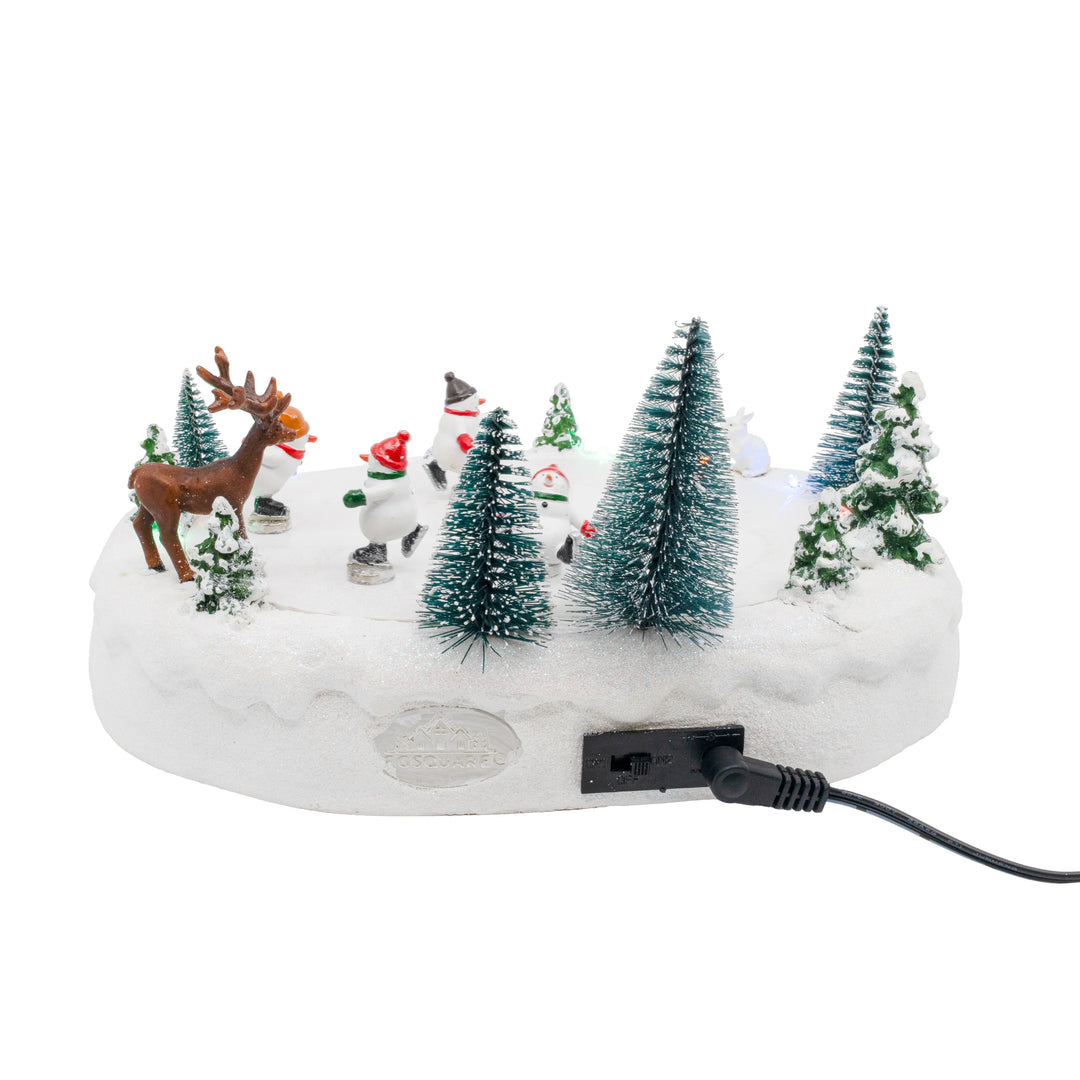 FG Square Christmas Village Accessory: Snowmen Ice Skating Rink sparkle-castle