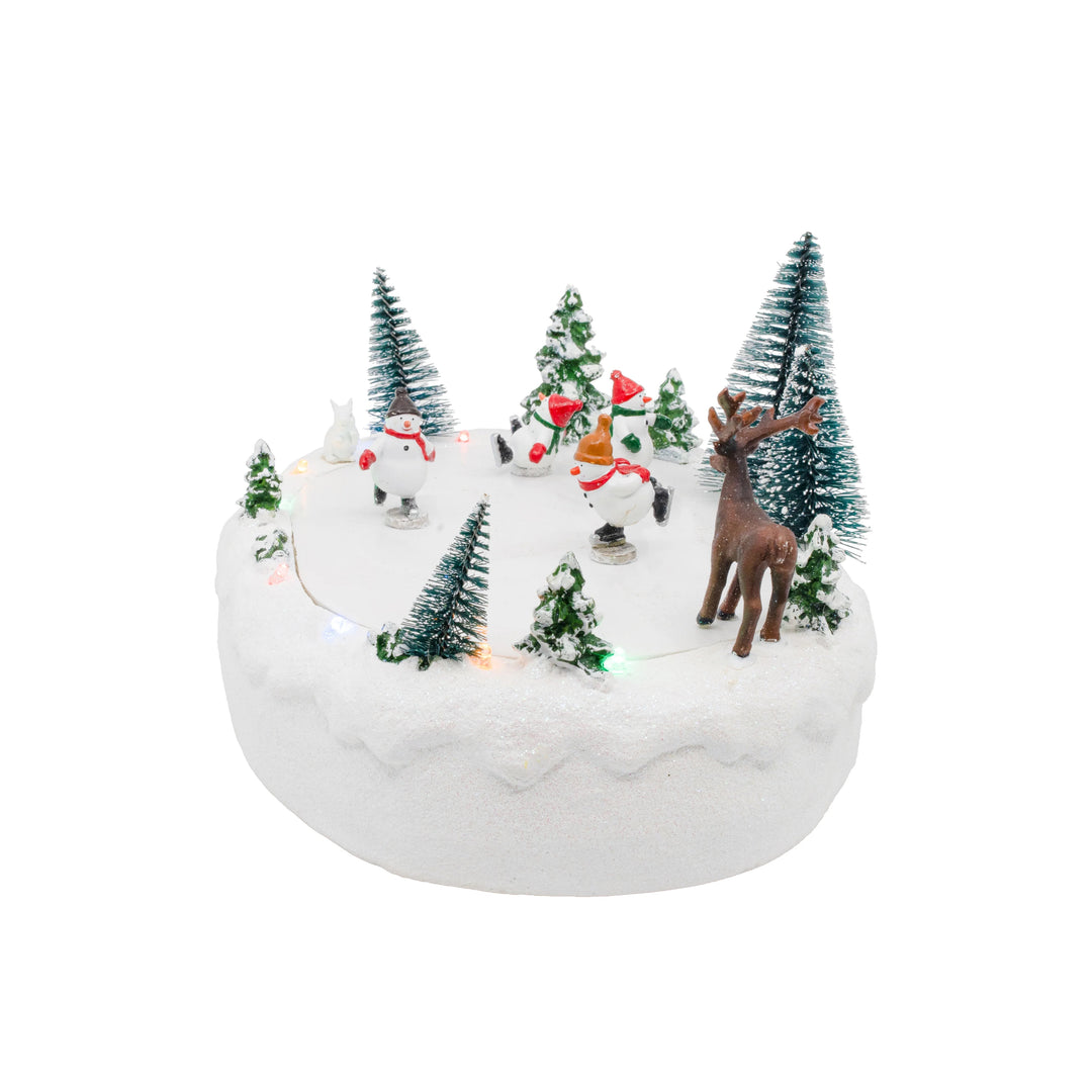FG Square Christmas Village Accessory: Snowmen Ice Skating Rink sparkle-castle