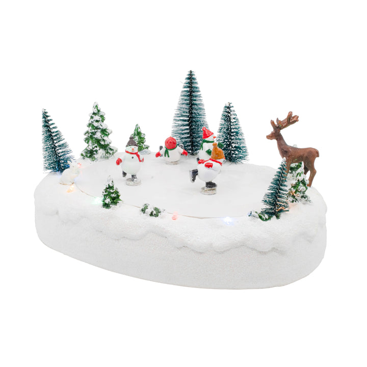 FG Square Christmas Village Accessory: Snowmen Ice Skating Rink sparkle-castle