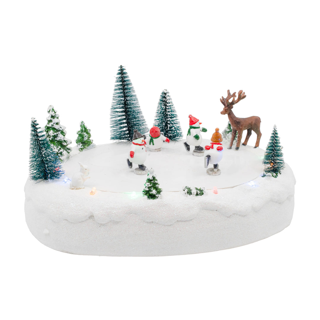 FG Square Christmas Village Accessory: Snowmen Ice Skating Rink sparkle-castle