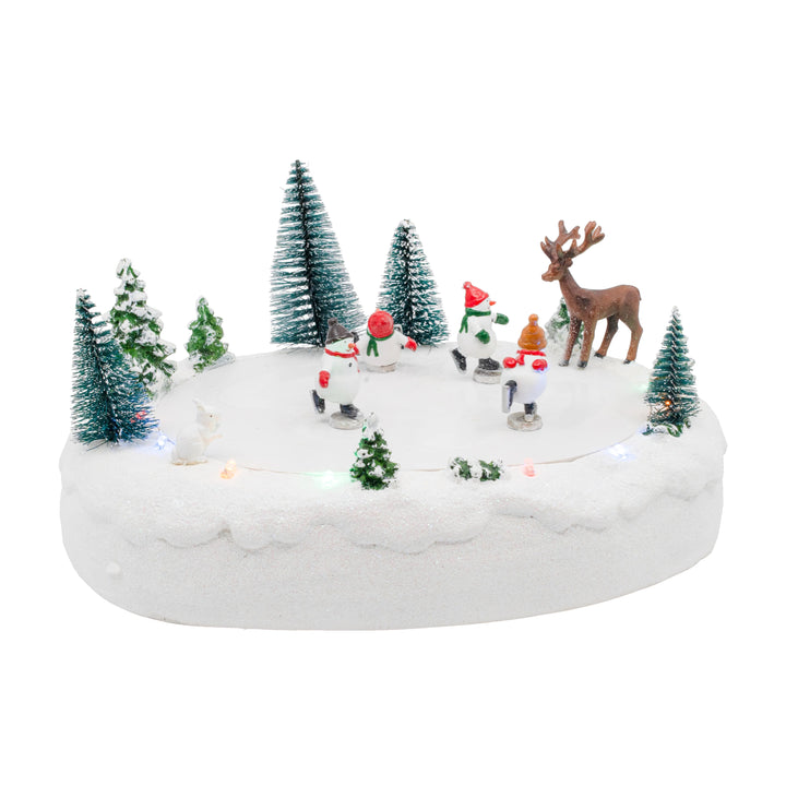 FG Square Christmas Village Accessory: Snowmen Ice Skating Rink sparkle-castle