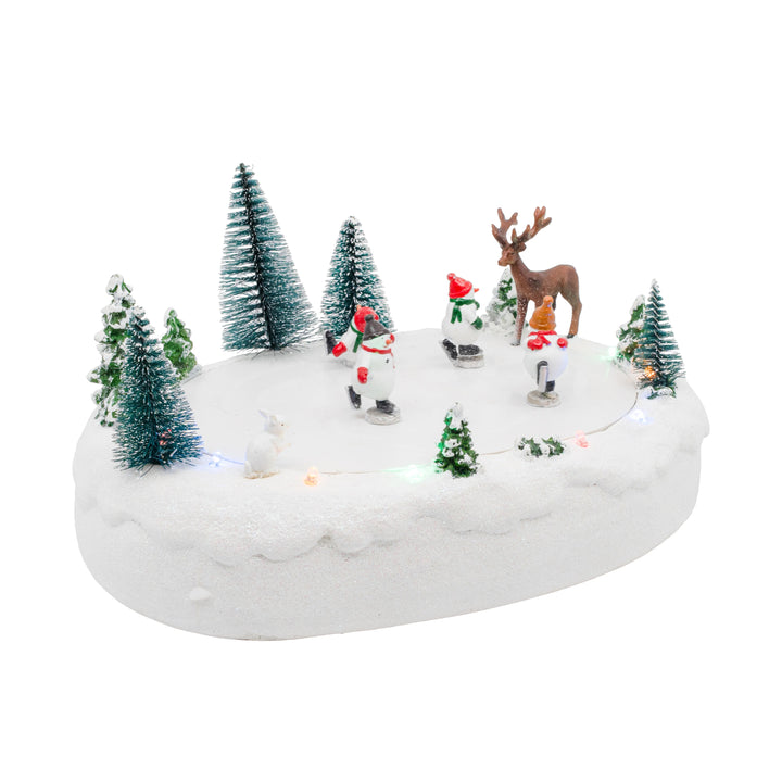 FG Square Christmas Village Accessory: Snowmen Ice Skating Rink sparkle-castle