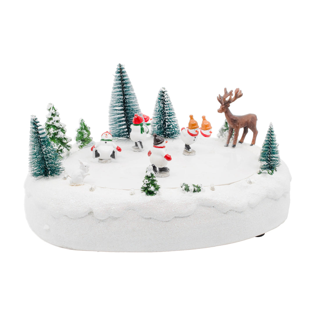 FG Square Christmas Village Accessory: Snowmen Ice Skating Rink sparkle-castle