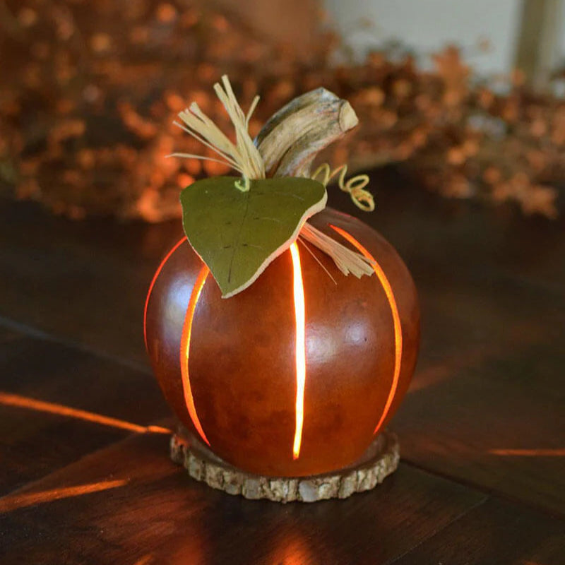 Meadowbrooke Gourds Pumpkin Luminary Small Lit Burnt Orange Figurine sparkle-castle