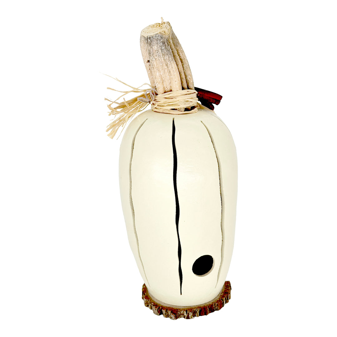 Meadowbrooke Gourds: White Pumpkin Luminary Medium Lit Figurine sparkle-castle
