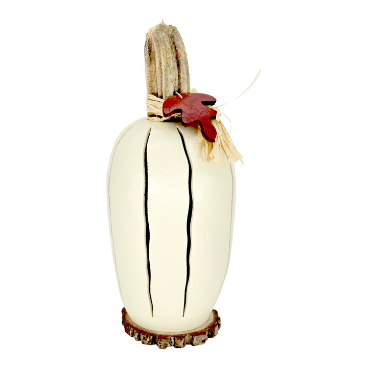 Meadowbrooke Gourds: White Pumpkin Luminary Medium Lit Figurine sparkle-castle