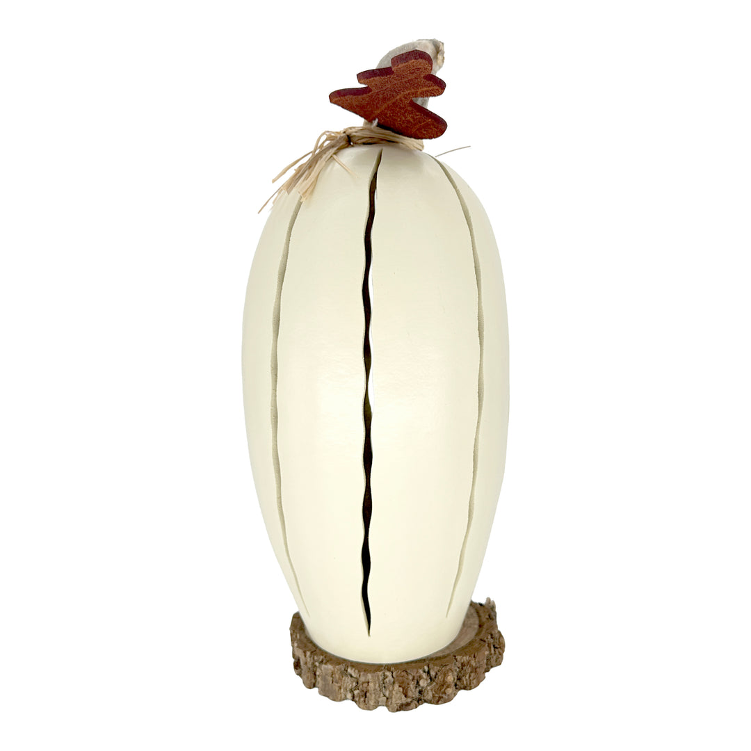 Meadowbrooke Gourds: White Pumpkin Luminary Large Lit Figurine sparkle-castle