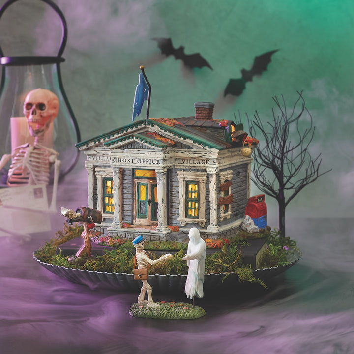 Department 56 Snow Village Halloween: Village Ghost Office sparkle-castle