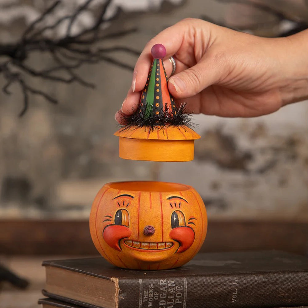 Johanna Parker by Bethany Lowe: Halloween Jackie Yell-O-Ween Jar sparkle-castle