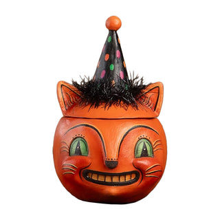 Johanna Parker by Bethany Lowe: Green Eyed Copper Cat Jar sparkle-castle