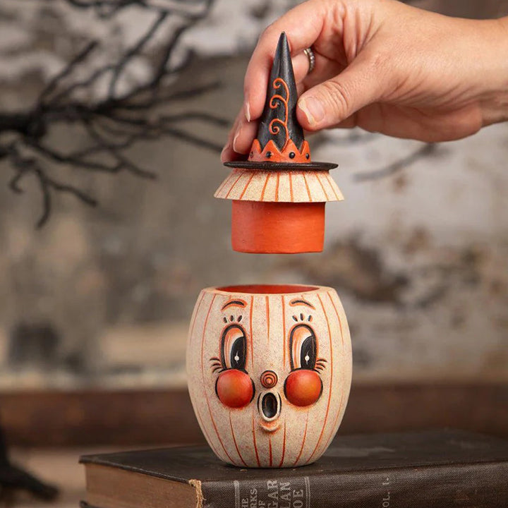 Johanna Parker by Bethany Lowe: Gourdy White-O-Ween Container sparkle-castle