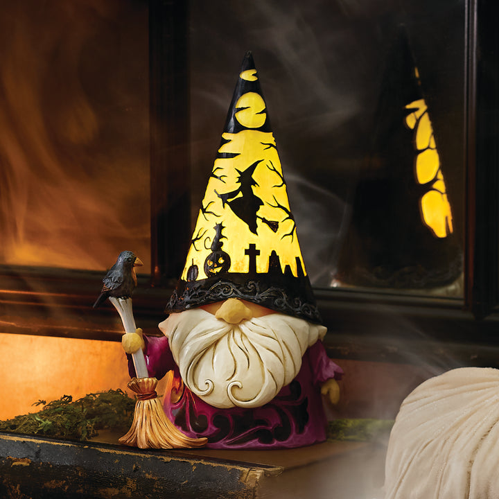 Jim Shore Heartwood Creek: Wizard Gnome With LED Scene Hat Figurine sparkle-castle