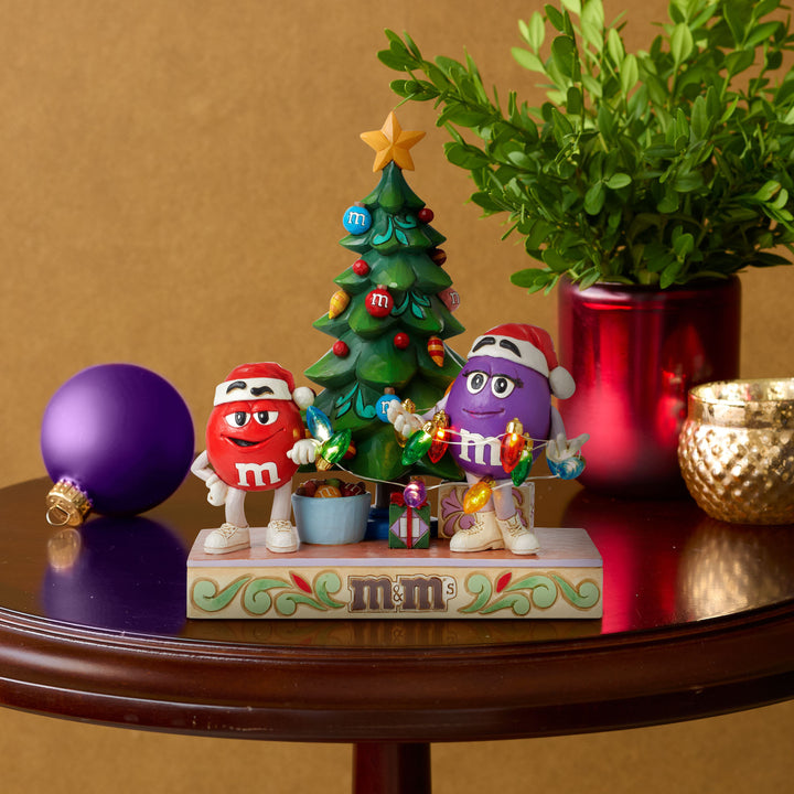 Jim Shore M&M'S: Red and Purple M&M's With Christmas Tree Figurine sparkle-castle