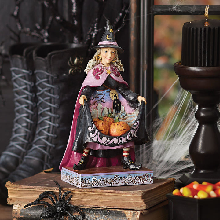 Jim Shore Heartwood Creek: Witch With Pumpkins In Skirt Figurine sparkle-castle