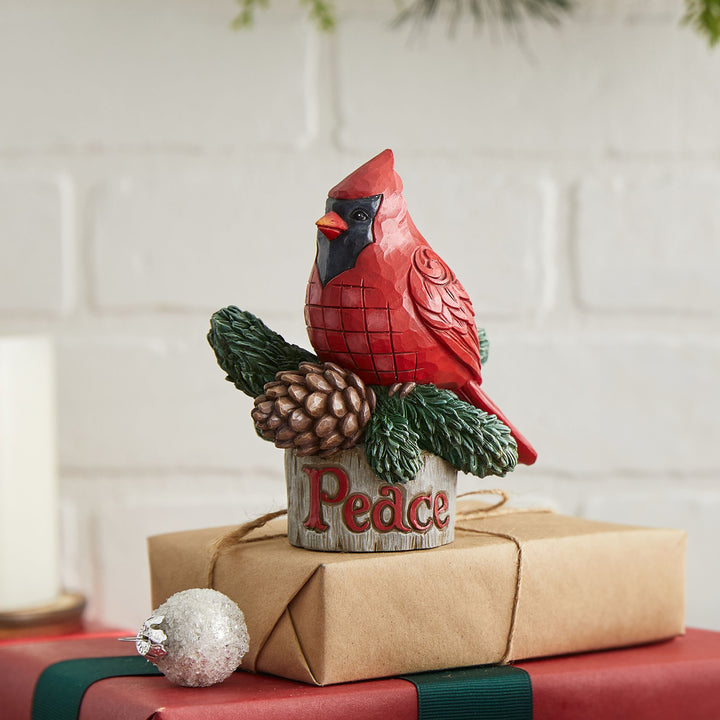 Jim Shore Heartwood Creek: Pint Sized Cardinal On Pine Figurine sparkle-castle