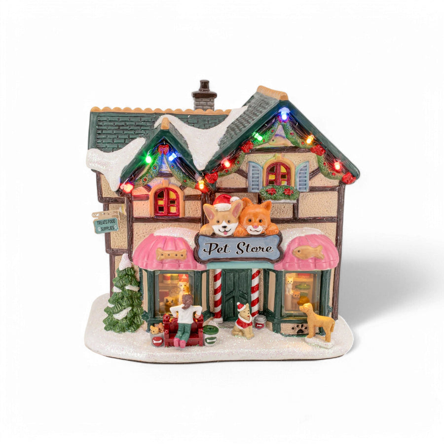 FG Square Christmas Village: Holiday Pet Store sparkle-castle