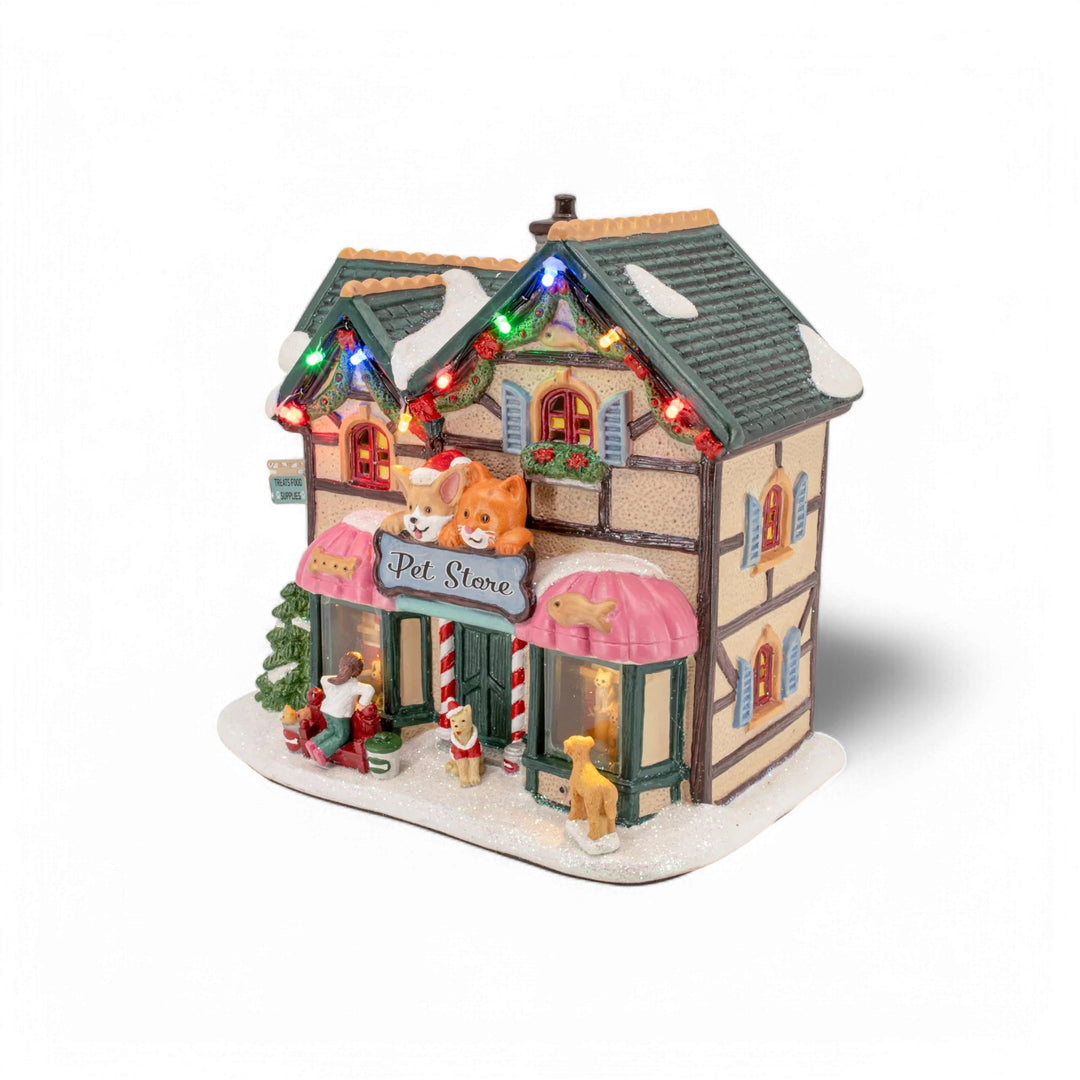 FG Square Christmas Village: Holiday Pet Store sparkle-castle