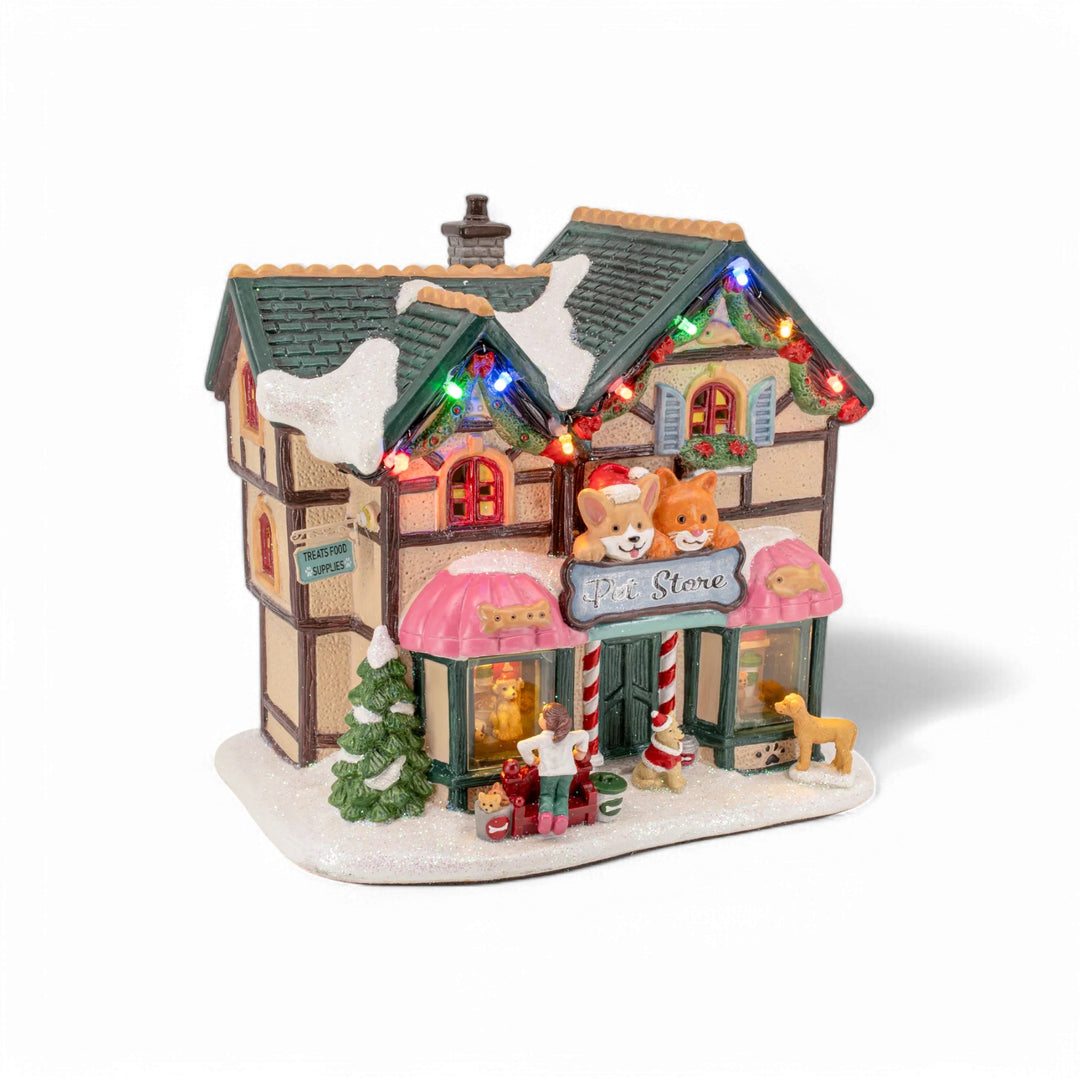 FG Square Christmas Village: Holiday Pet Store sparkle-castle