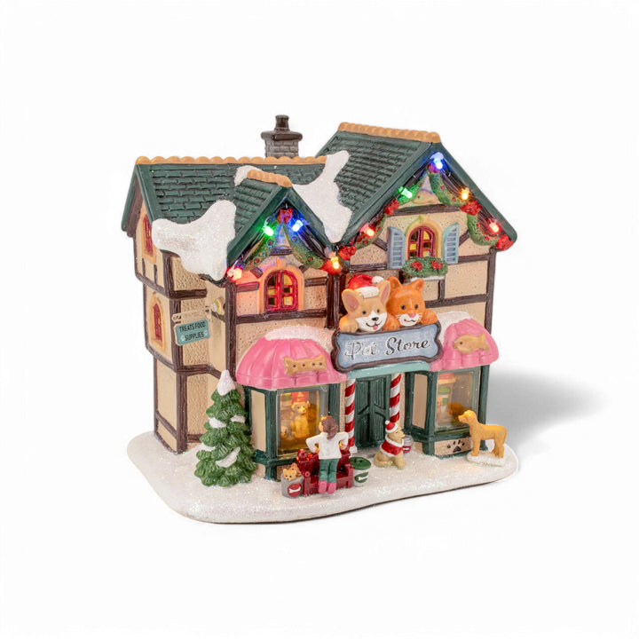 FG Square Christmas Village: Holiday Pet Store sparkle-castle