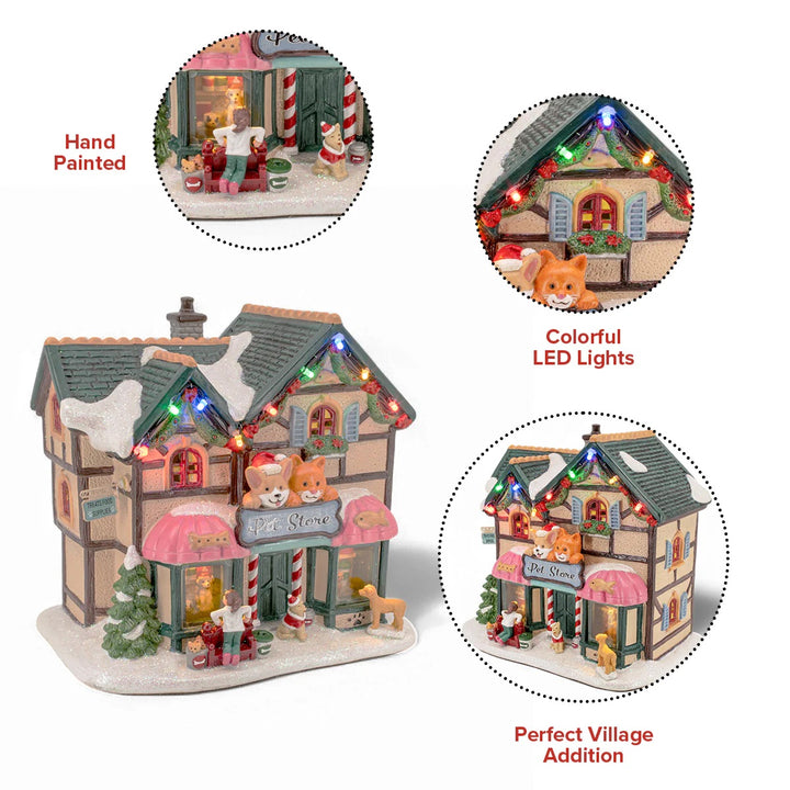 FG Square Christmas Village: Holiday Pet Store sparkle-castle