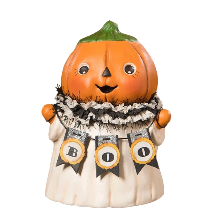 Michelle Allen by Bethany Lowe: Halloween Pumpkin Head Ghostie BOO Figurine sparkle-castle