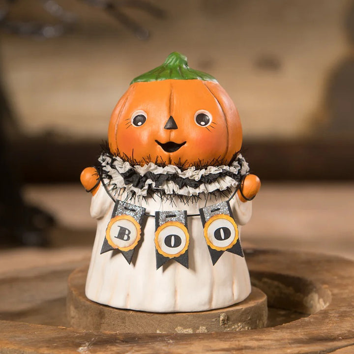 Michelle Allen by Bethany Lowe: Halloween Pumpkin Head Ghostie BOO Figurine sparkle-castle