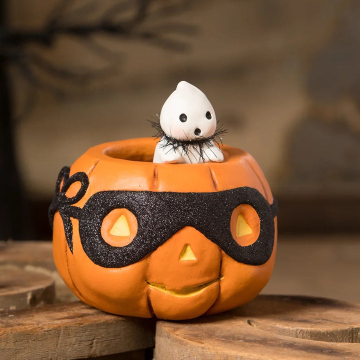 Michelle Allen by Bethany Lowe: Halloween Jack-O-Lantern and Peeking Boo Figurine sparkle-castle