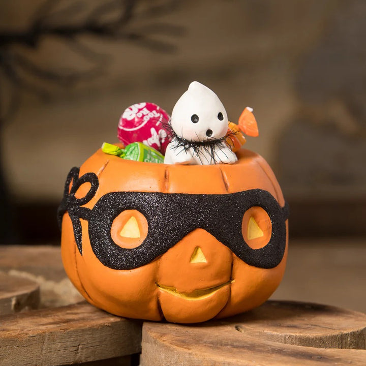 Michelle Allen by Bethany Lowe: Halloween Jack-O-Lantern and Peeking Boo Figurine sparkle-castle