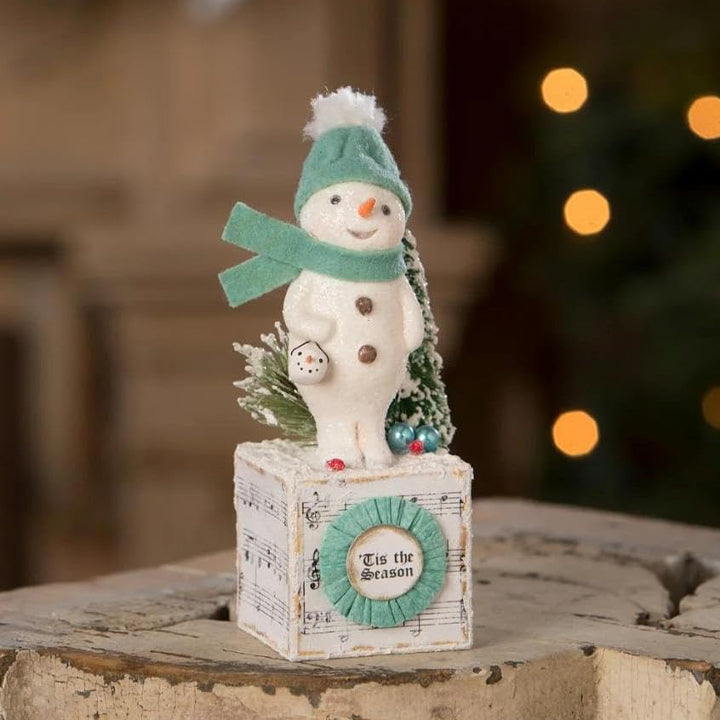Michelle Allen by Bethany Lowe: Christmas Tis the Season Snowman Figurine sparkle-castle