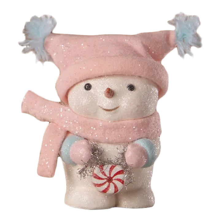 Michelle Allen by Bethany Lowe: Christmas Peppermint Blush Snowgirl Figurine sparkle-castle