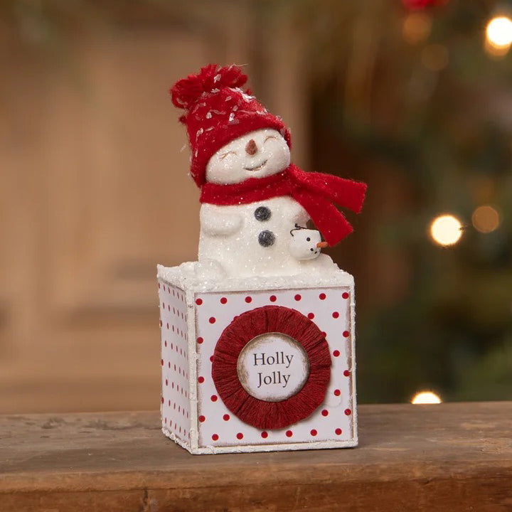 Michelle Allen by Bethany Lowe: Christmas Holly Jolly Snowgirl Figurine sparkle-castle