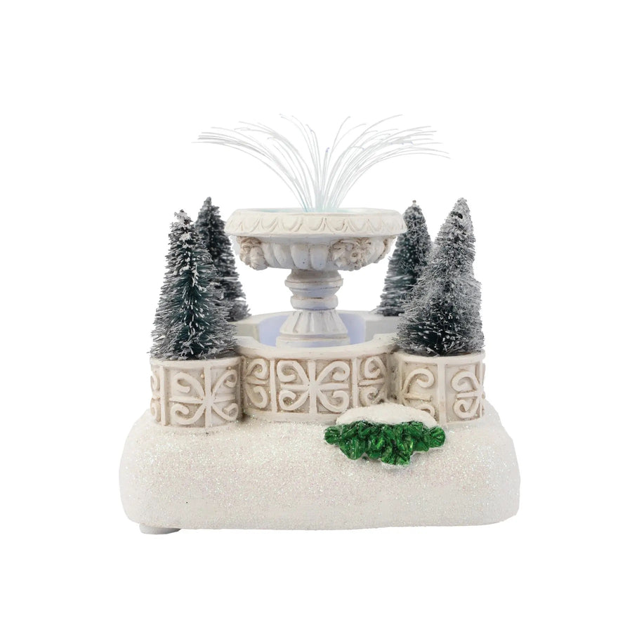 FG Square Christmas Village Accessory: Light Up Fountain sparkle-castle