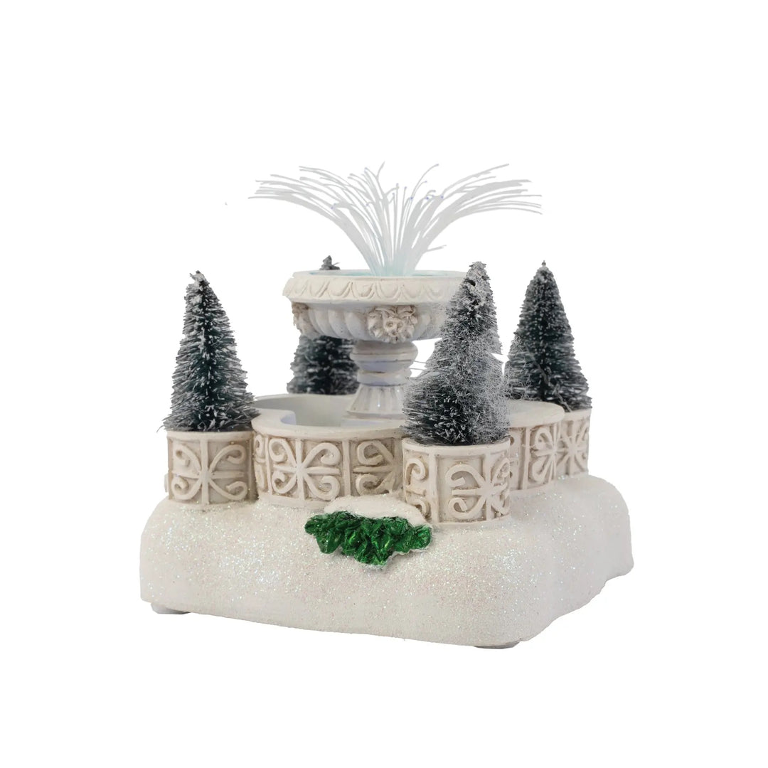 FG Square Christmas Village Accessory: Light Up Fountain sparkle-castle