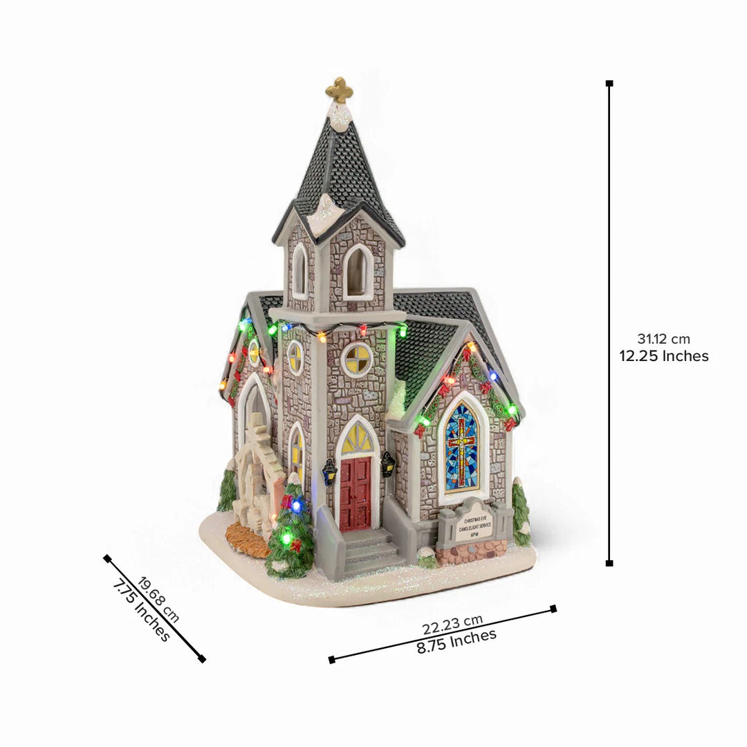 FG Square Christmas Village: Corner Cathedral sparkle-castle