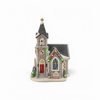 FG Square Christmas Village: Corner Cathedral sparkle-castle